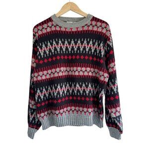 Vintage 90s Steep Slopes Men's Sz L Black Red Gray Pullover Sweater